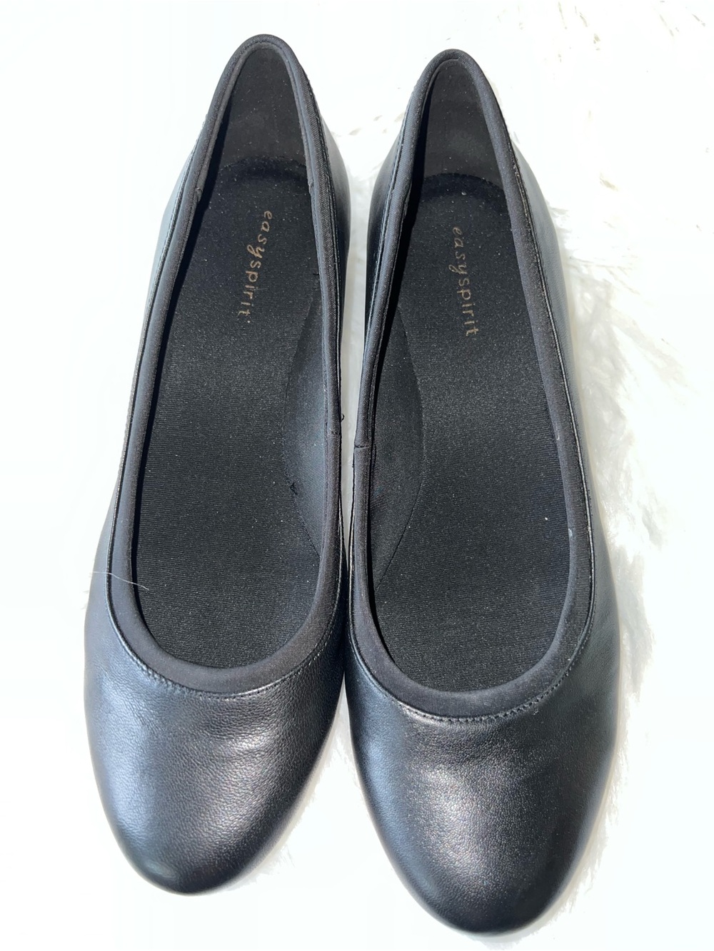 Easy Spirit Black Leather Slip-On Ballet Flats